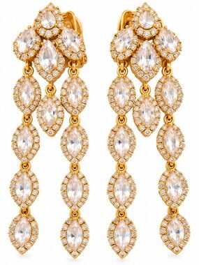 Gold Crystal Marquise Cascade Dangle Earrings - Women